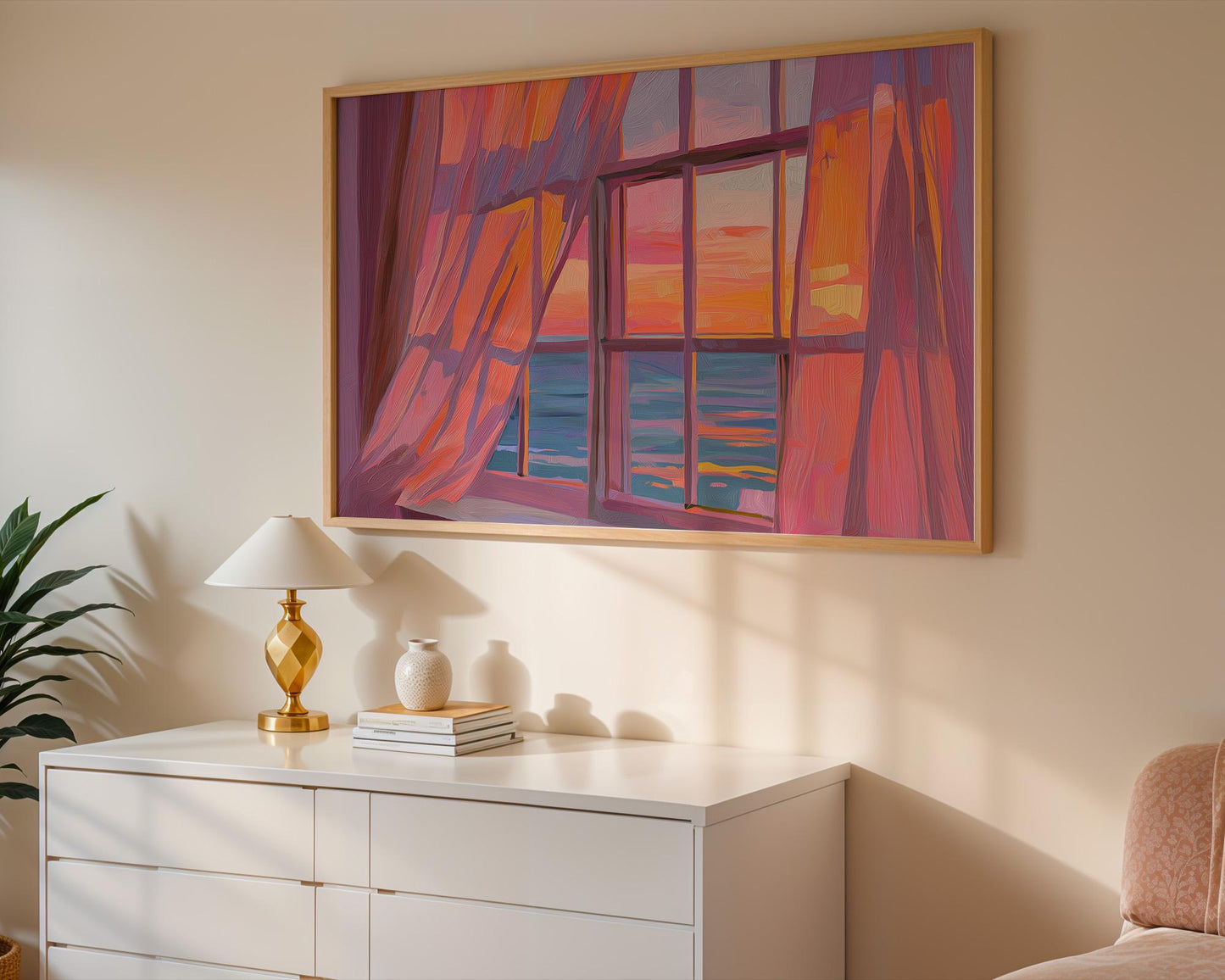 Dopamine Decor | Colourful Ocean Window View Print