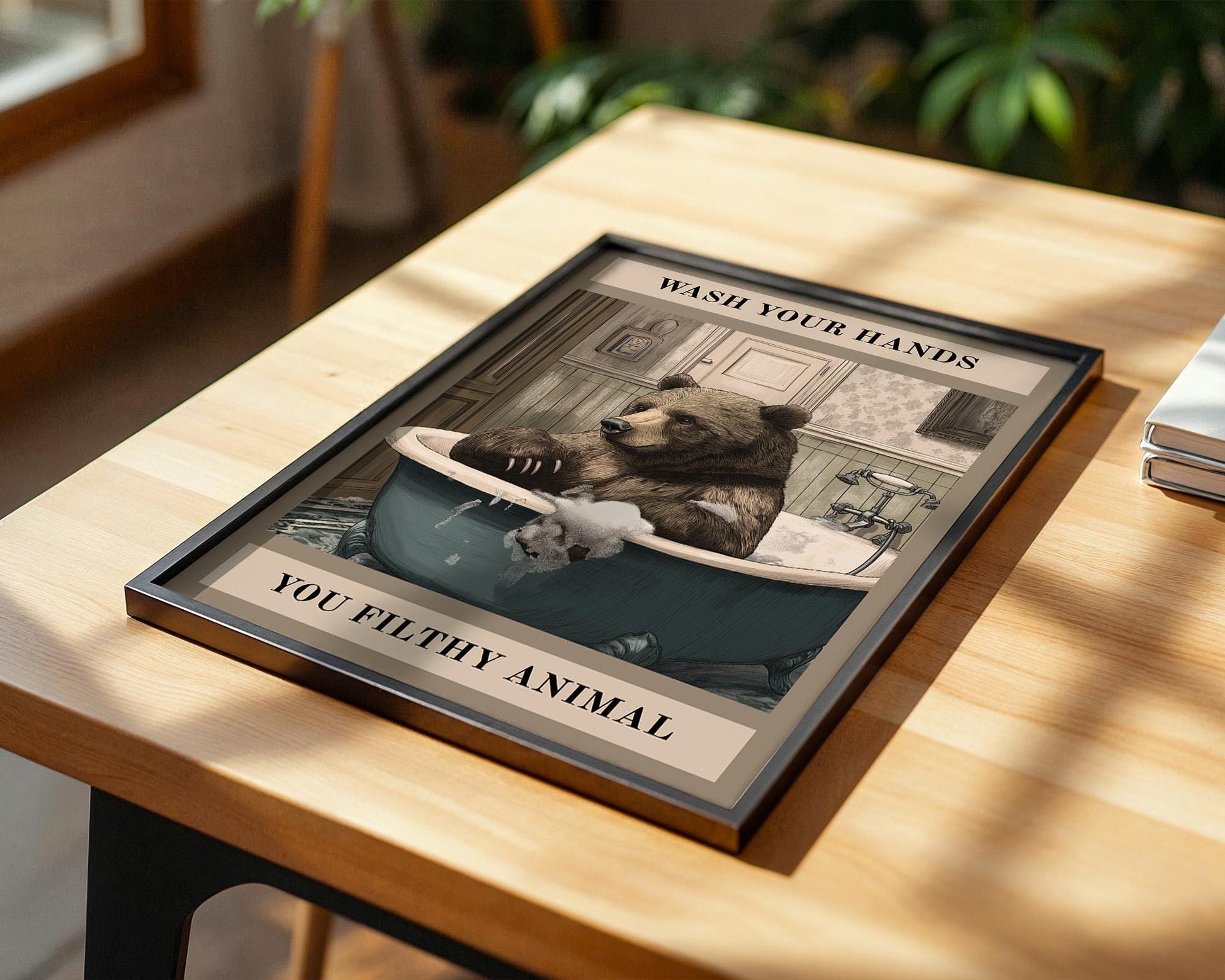 Bathroom Wall Art | Funny Bear Bathroom Decor