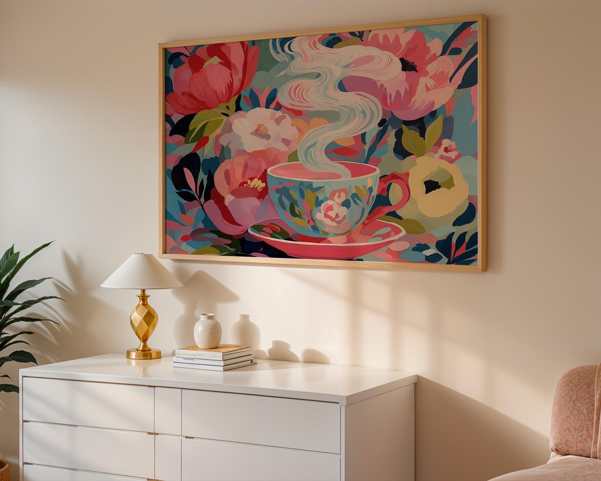 Kitchen Wall Art | Colorful Tea Cup Art
