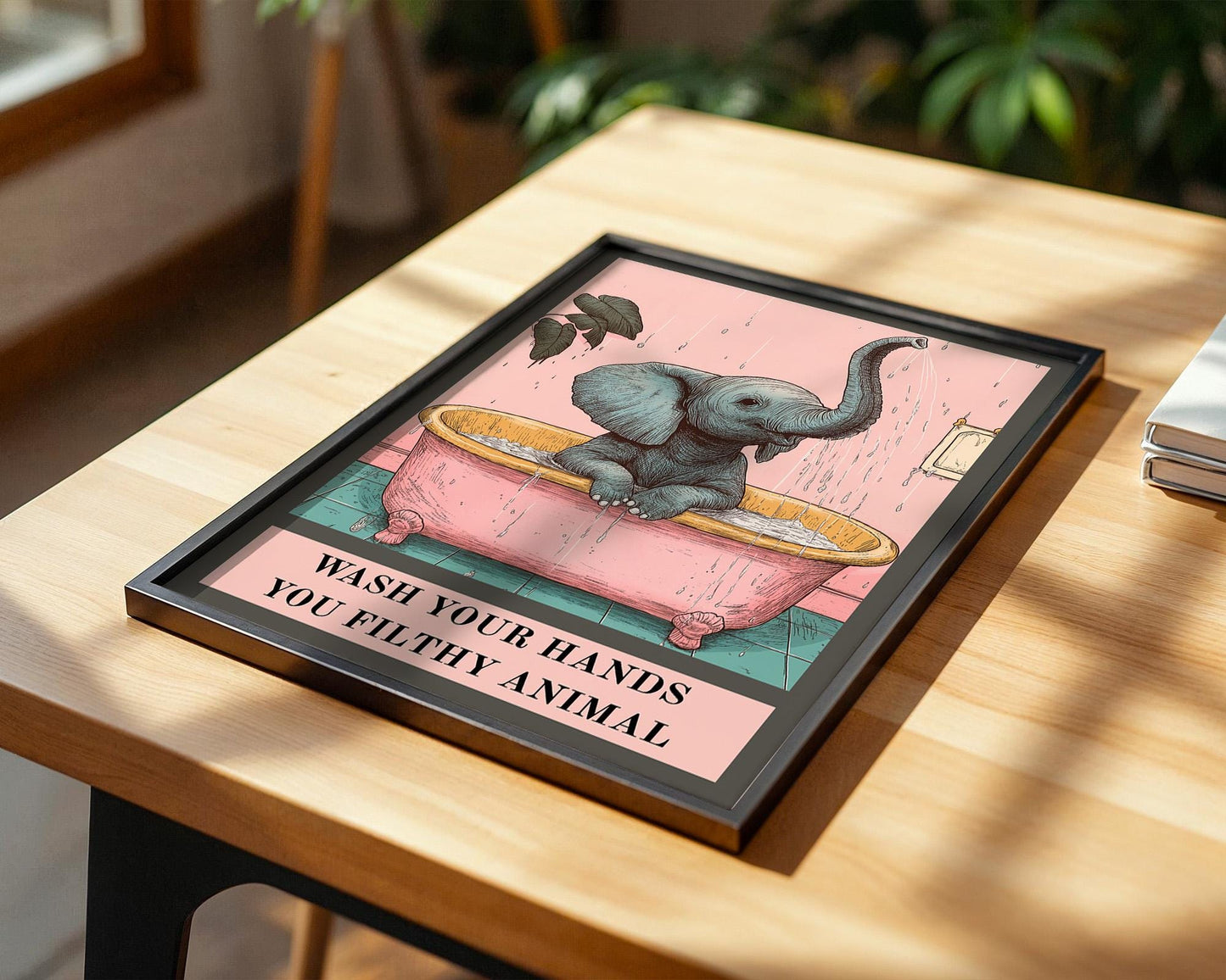 Bathroom Wall Art | Funny Elephant Bathroom Poster