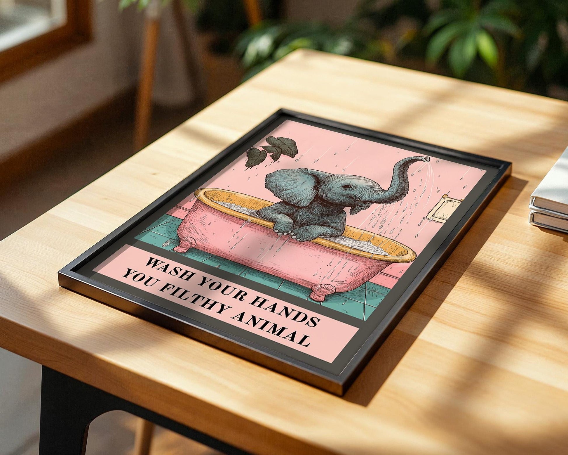 Bathroom Wall Art | Funny Elephant Bathroom Poster