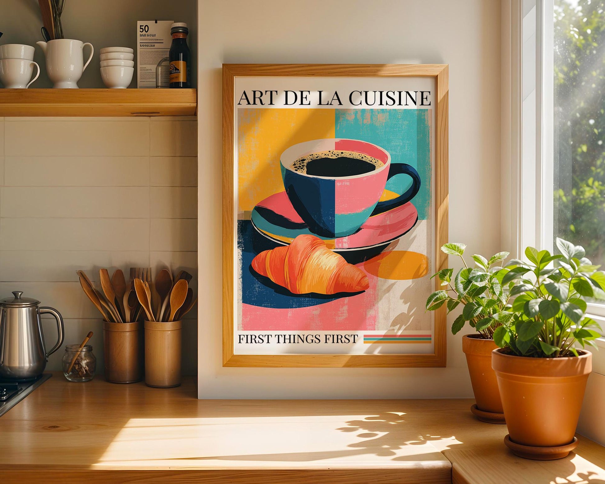 Kitchen Wall Art | Coffee and Croissant Art
