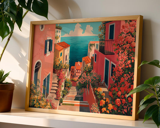 Dopamine Decor | Pink Mediterranean Flower Abstract Print