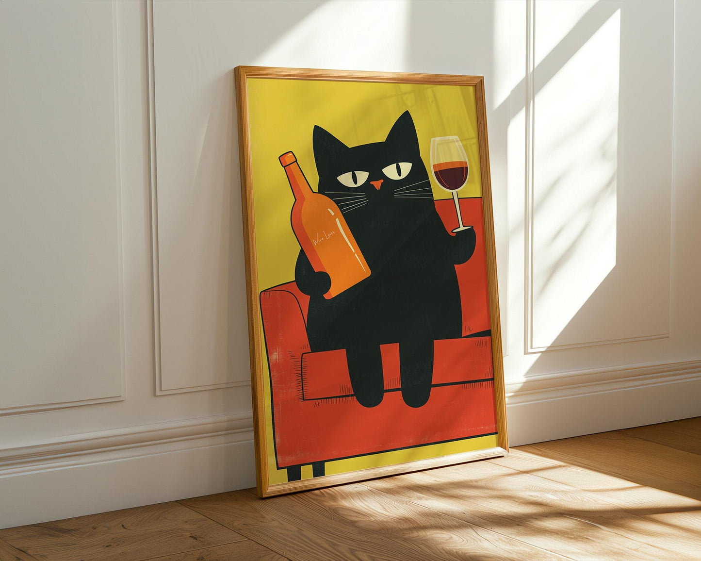 Kitchen Wall Art | Black Cat Wine Art