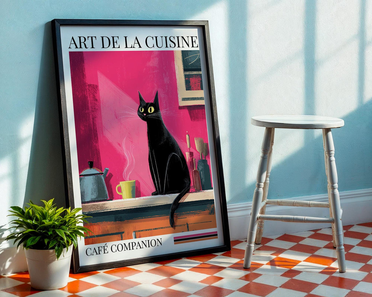 Kitchen Wall Art | Black Cat Dopamine Print