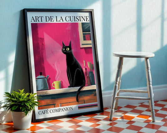 Kitchen Wall Art | Black Cat Dopamine Print