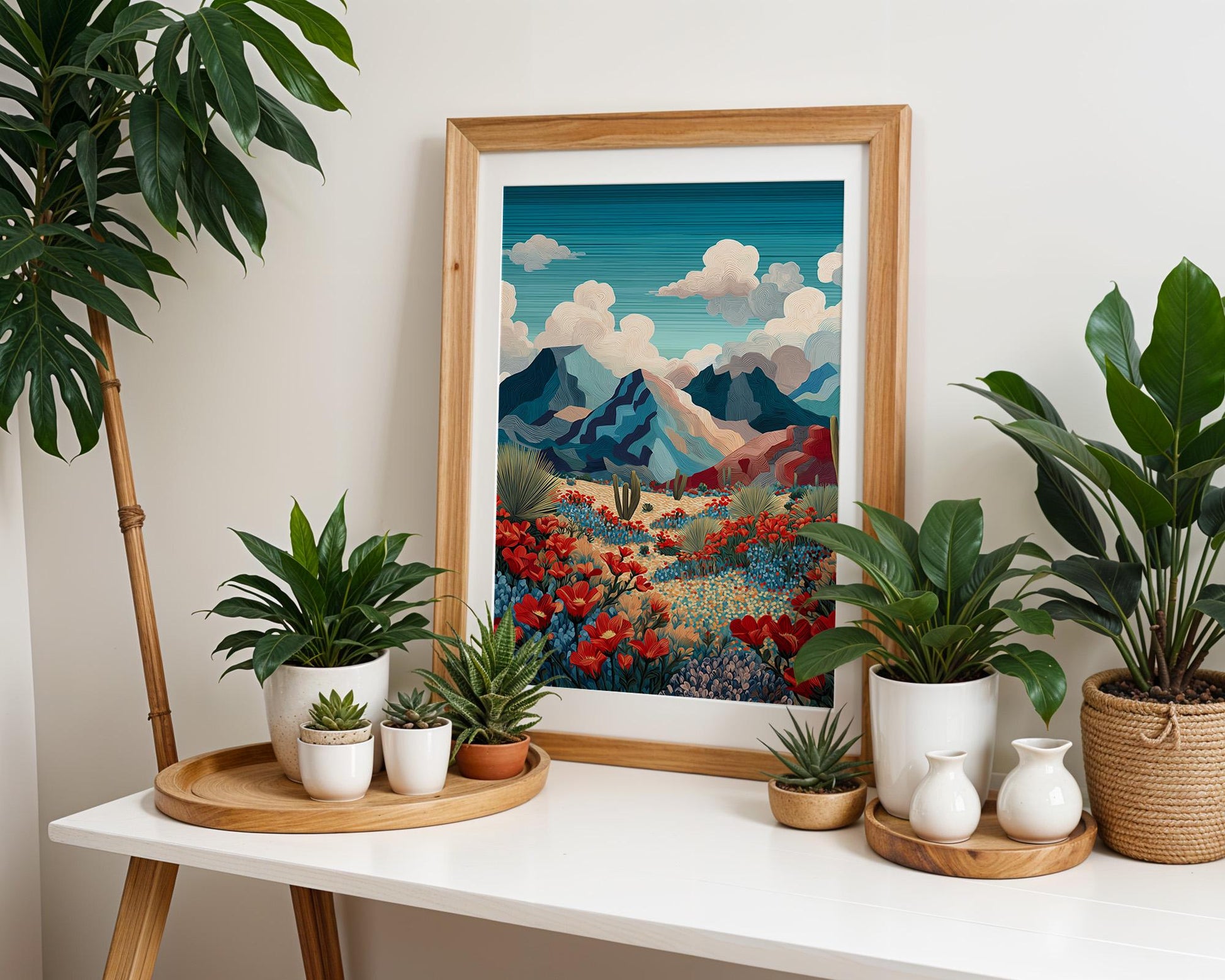 Maximalist Floral Wall Art | Bold Abstract Mountain Landscape Print