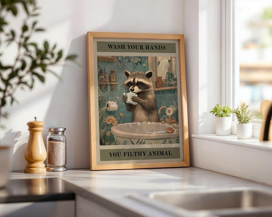 Bathroom Wall Art | Funny Raccoon Bathroom Decor