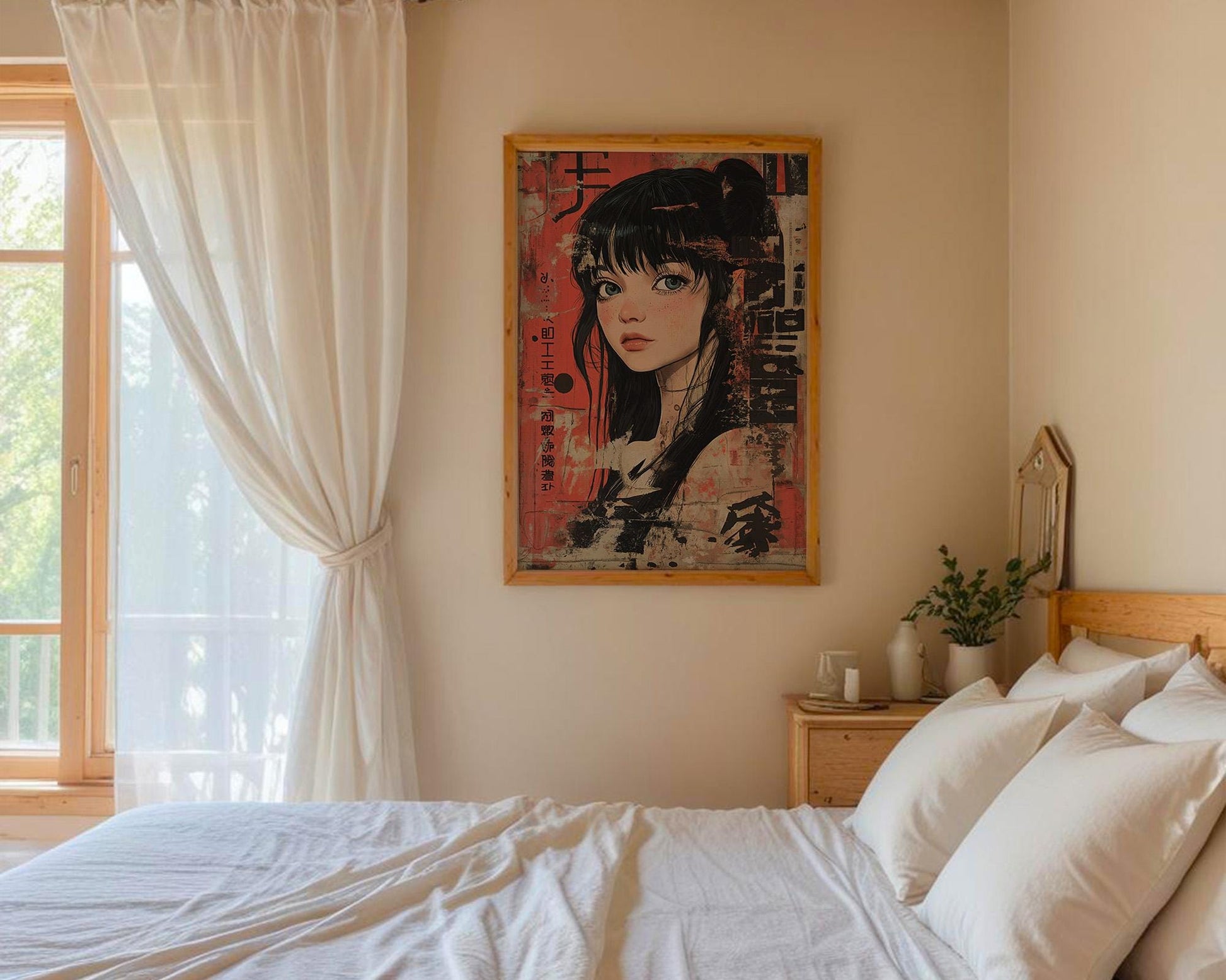 Japanese Wall Art | Retro Anime Girl Poster