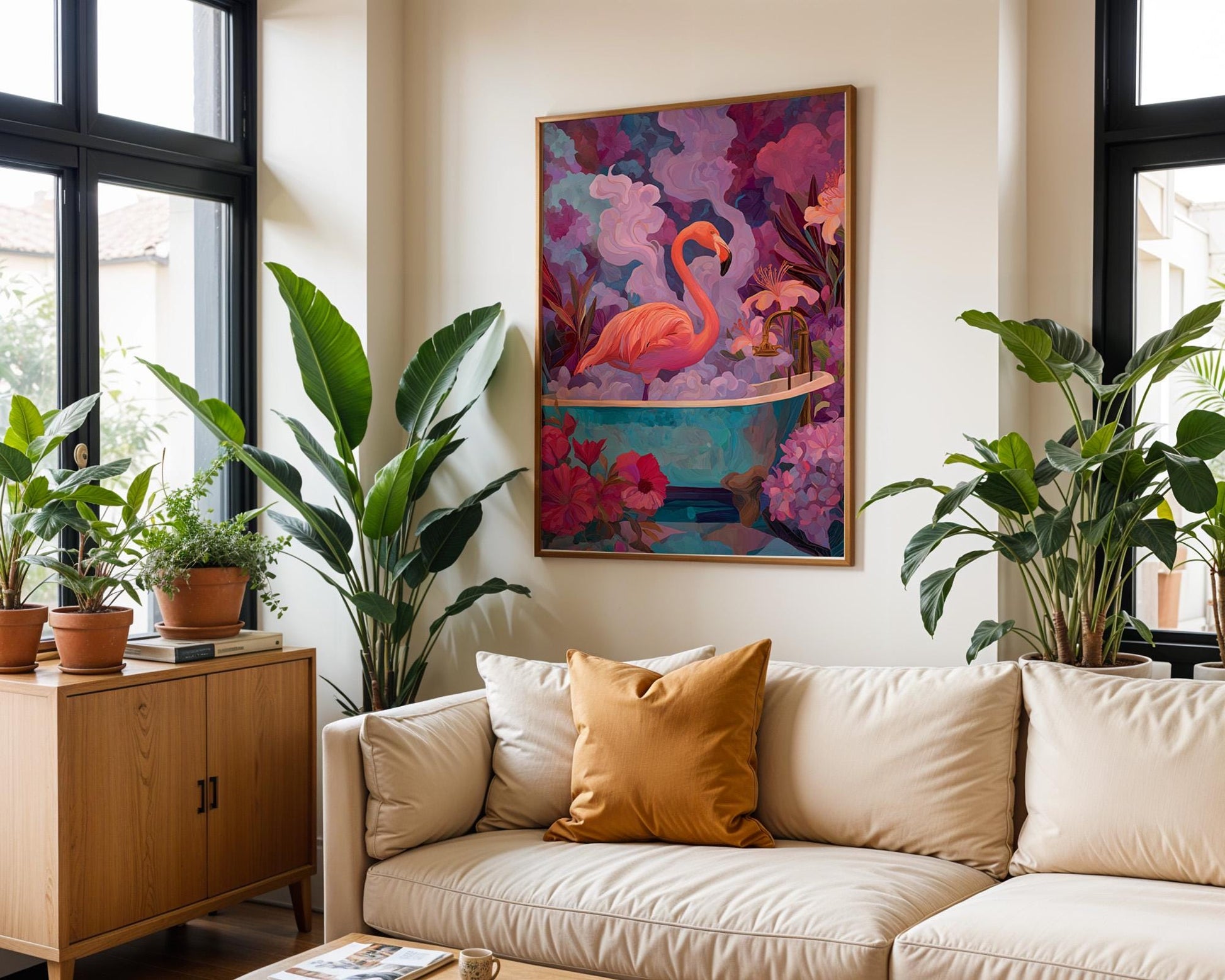 Bathroom Wall Art | Flamingo Decorative Wall Print