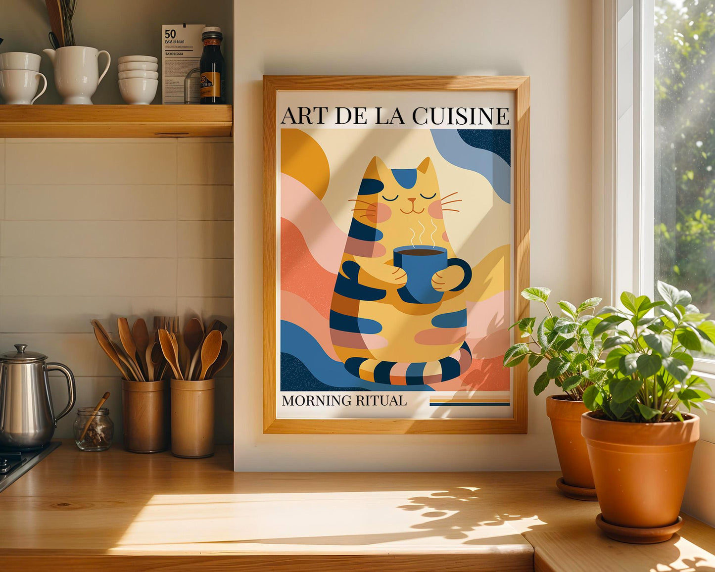 Kitchen Wall Art | Playful Cat Coffee Poster Decor