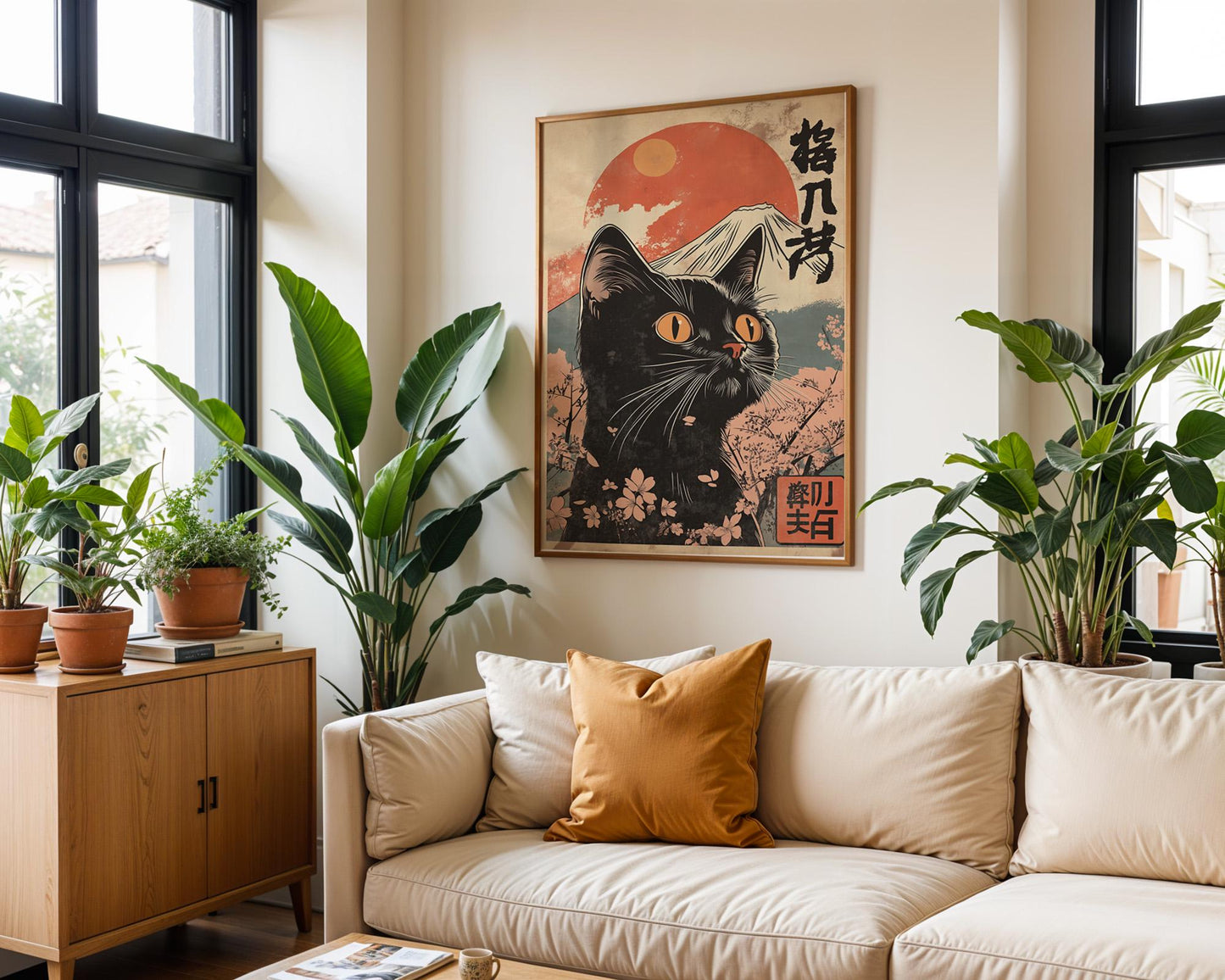 Japanese Wall Art | Japanese Black Cat Poster