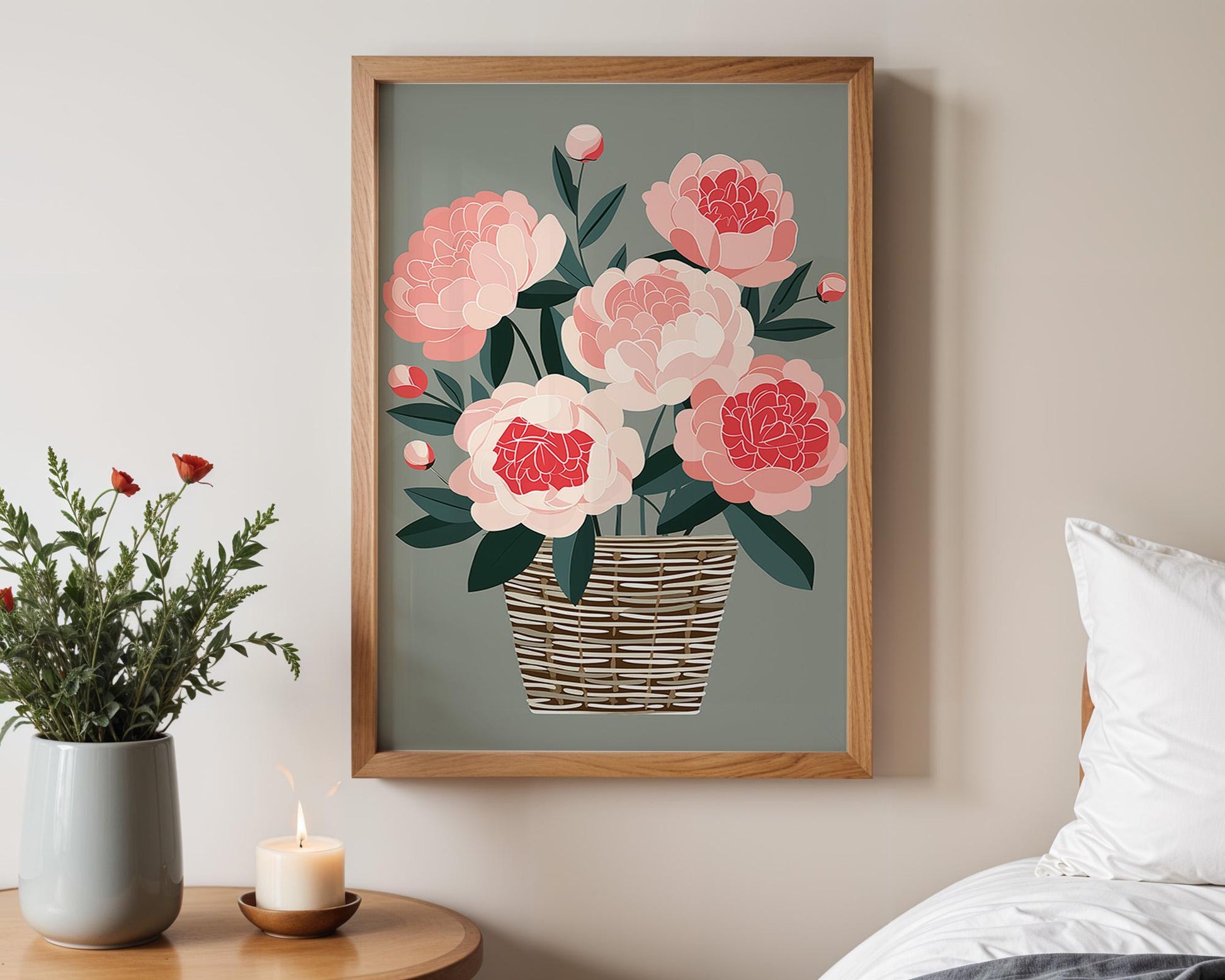 Flower Wall Decor | Pink Peony Wall Art