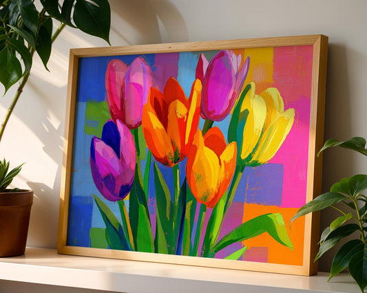 Maximalist Tulips Wall Art | Colorful Floral Botanical Print
