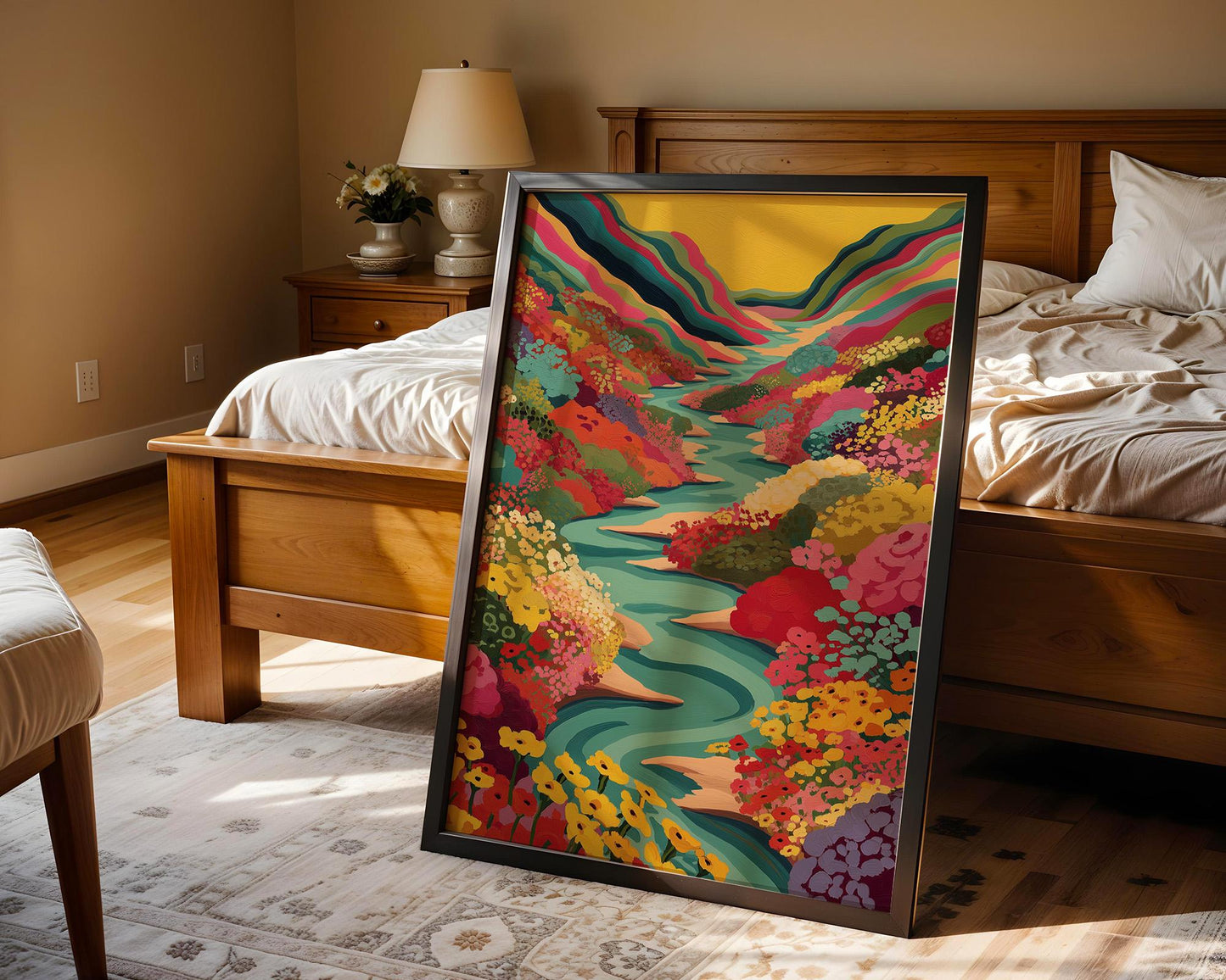 Maximalist Retro Wall Art | Abstract Boho Landscape Print