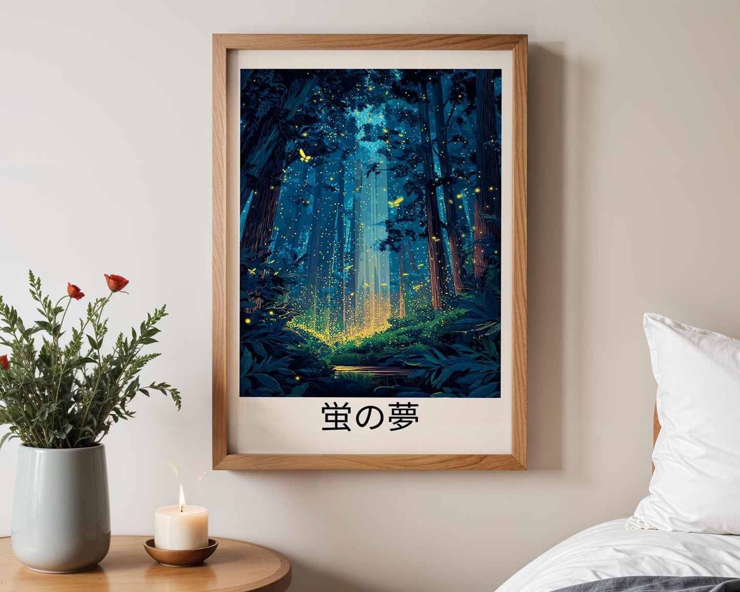 Japanese Wall Art | Japanese Forest Firefly Print