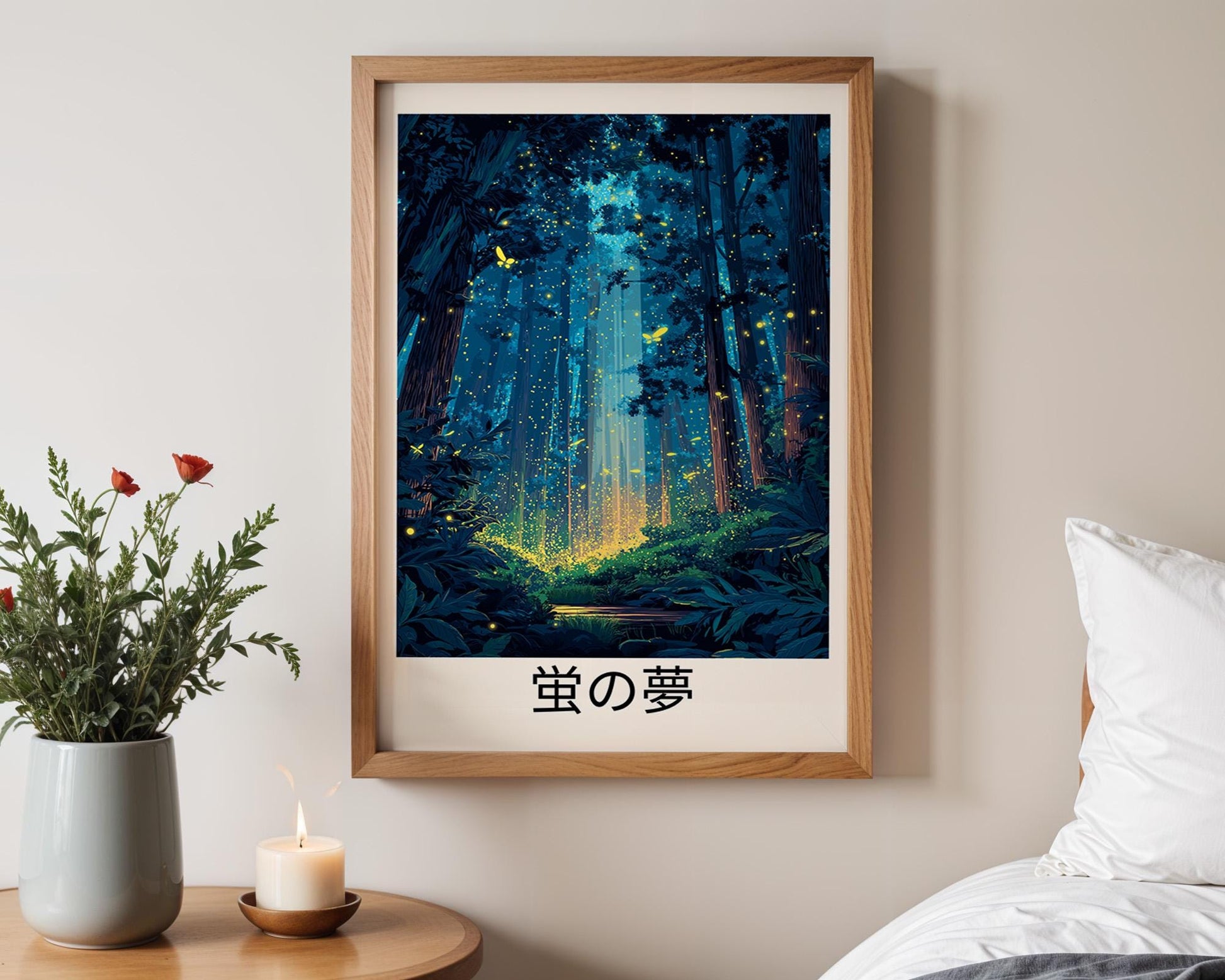 Japanese Wall Art | Japanese Forest Firefly Print