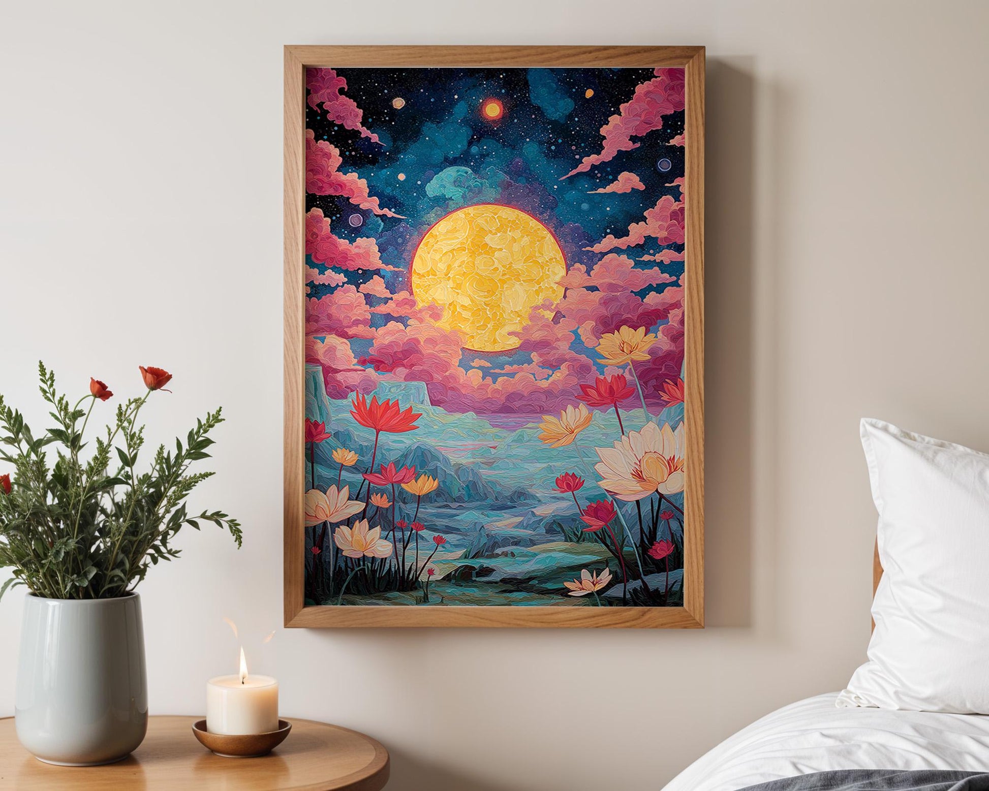 Dopamine Decor | Retro Abstract Cosmic Landscape Print