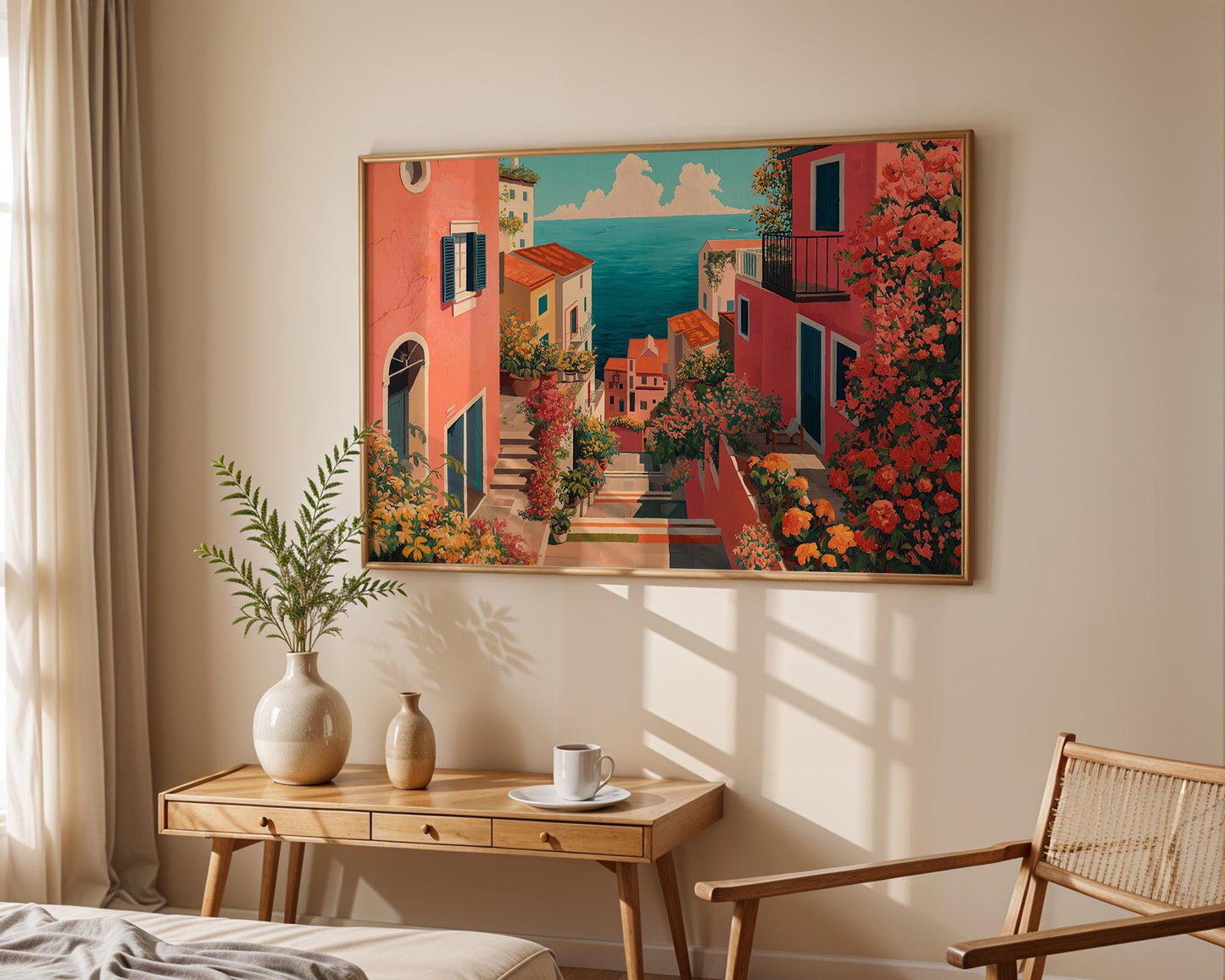 Dopamine Decor | Pink Mediterranean Flower Abstract Print
