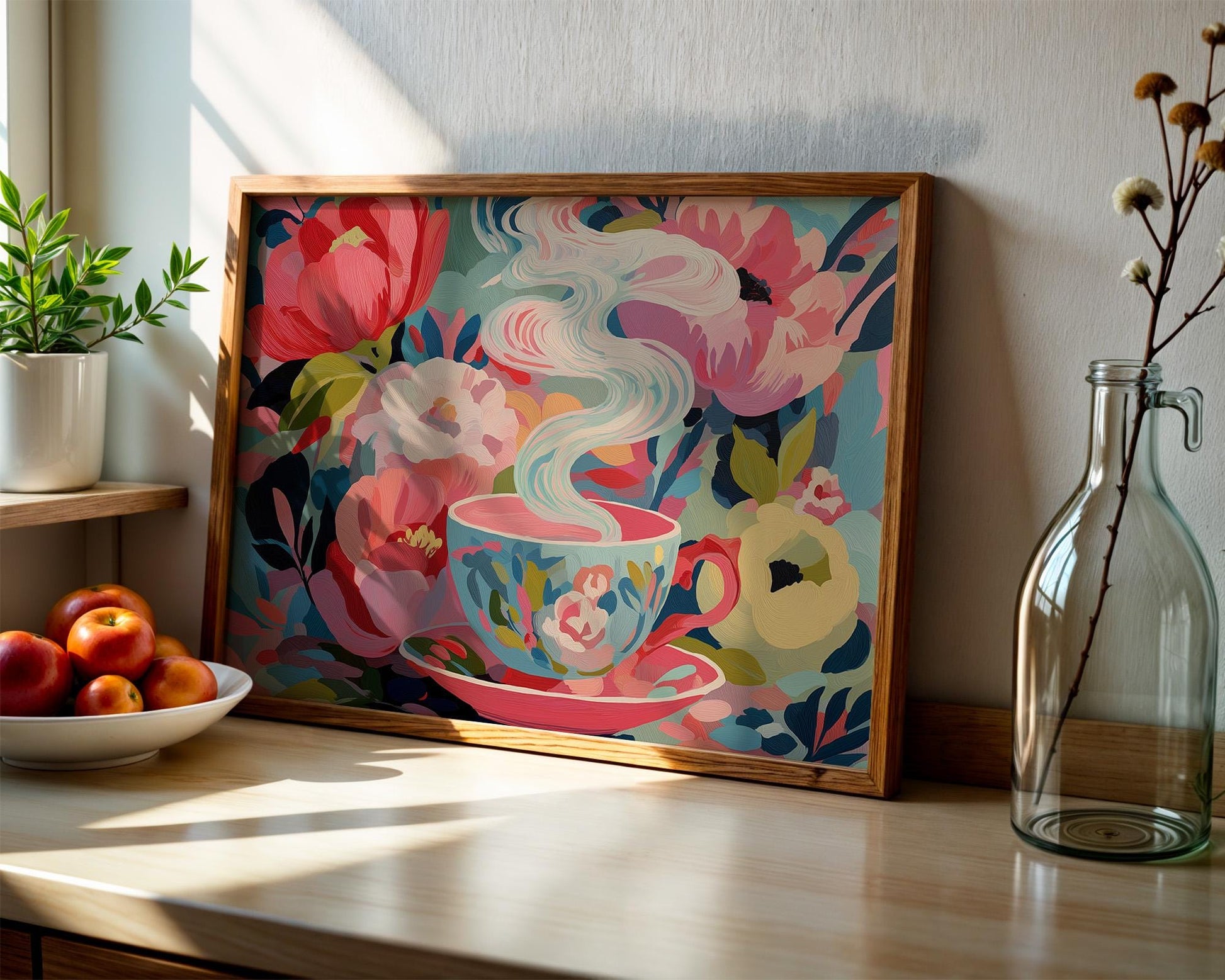 Kitchen Wall Art | Colorful Tea Cup Art