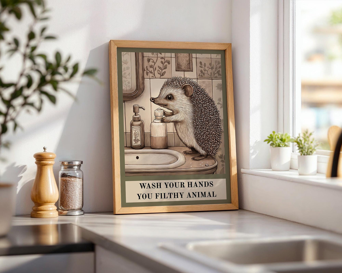 Bathroom Wall Art | Hedgehog Bathroom Decor