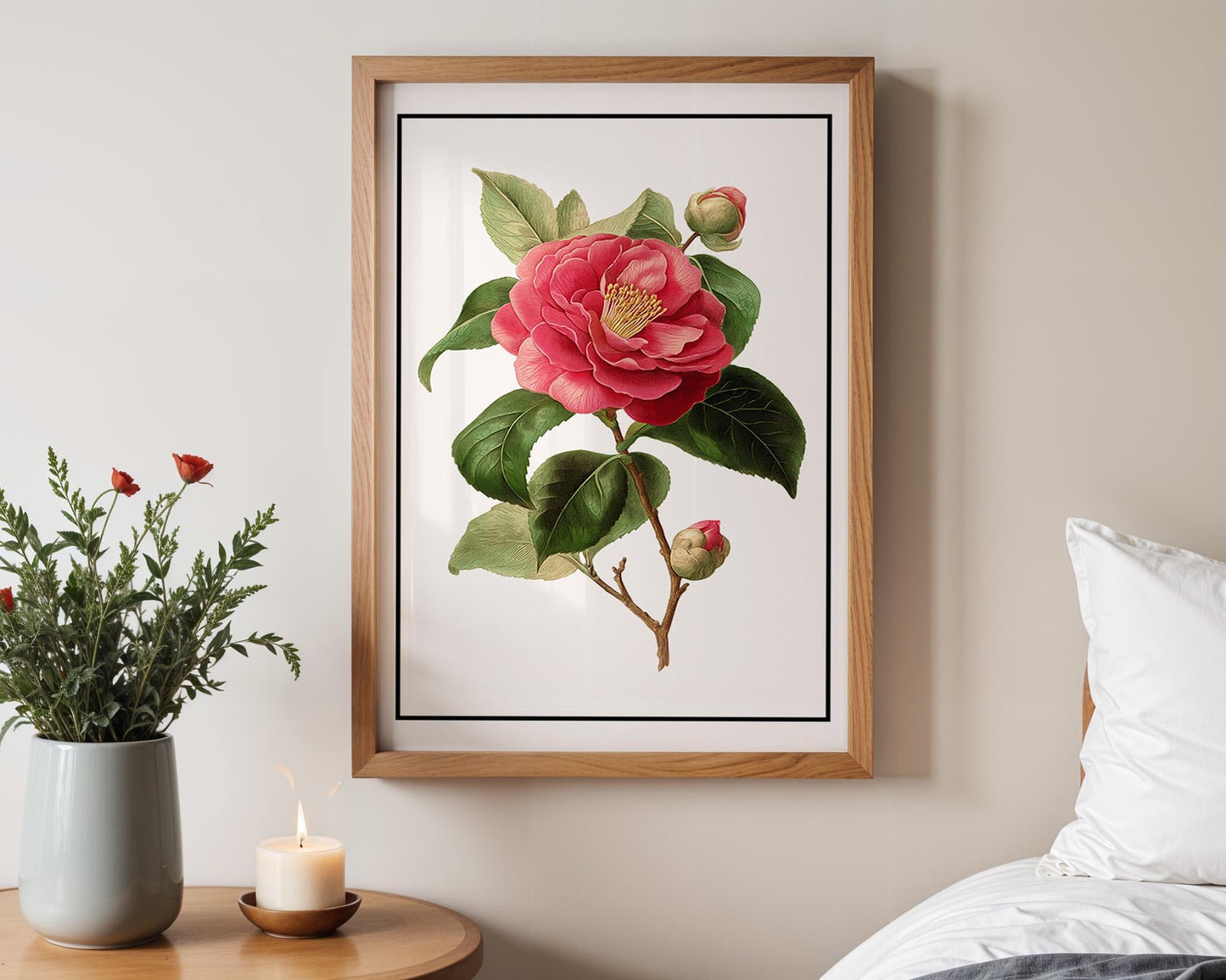 Flower Wall Decor | Pink Camellia Floral Poster