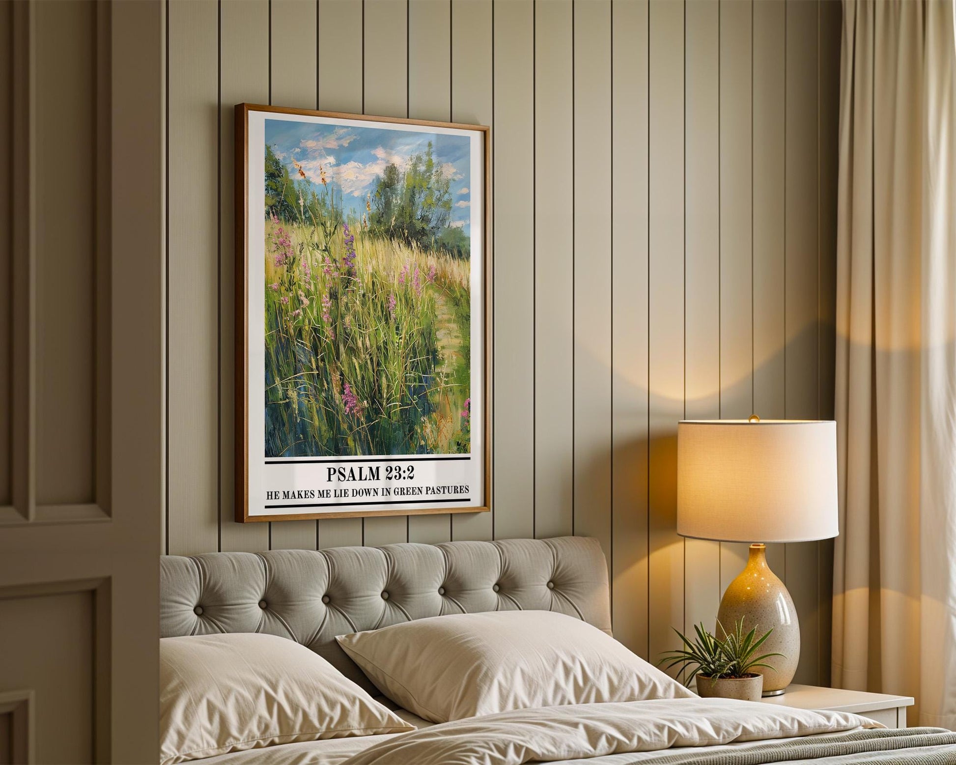Christian Wall Art | Bible Verse Psalm 23:2 Poster