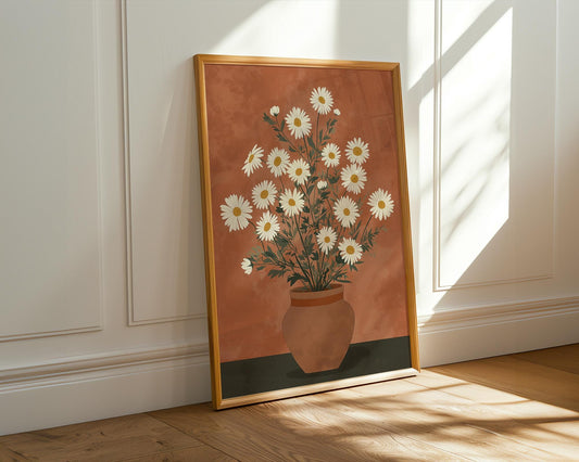 Flower Wall Decor | Daisy Flower Pot Poster