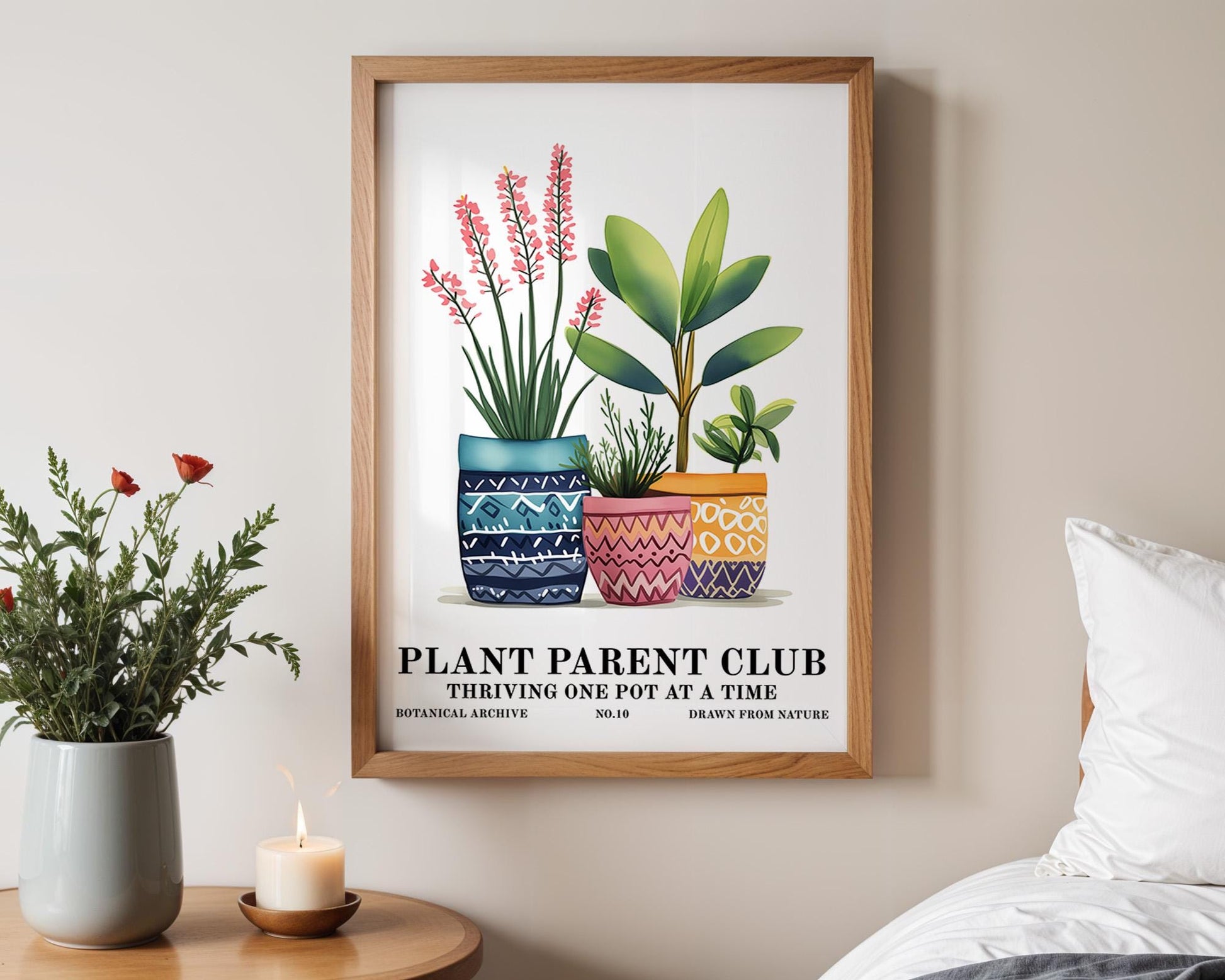 Flower Wall Decor | Retro Houseplant Wall Art