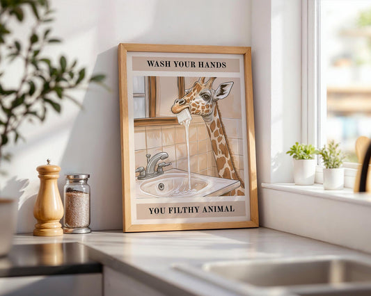 Bathroom Wall Art | Funny Giraffe Poster