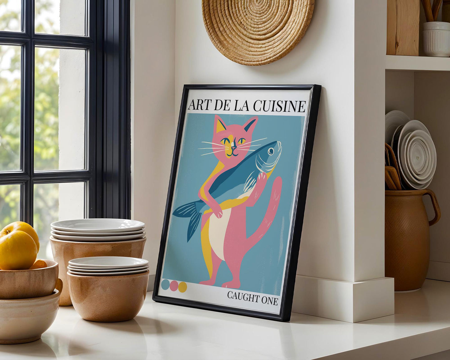 Kitchen Wall Art | Cat and Fish Poster Print