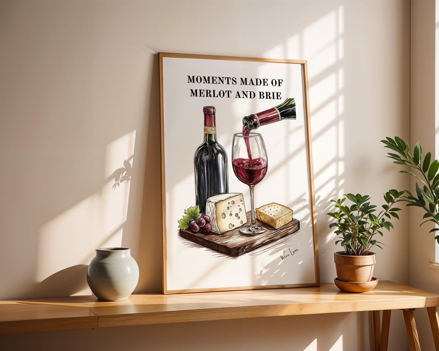 Kitchen Wall Art | Merlot and Brie Art