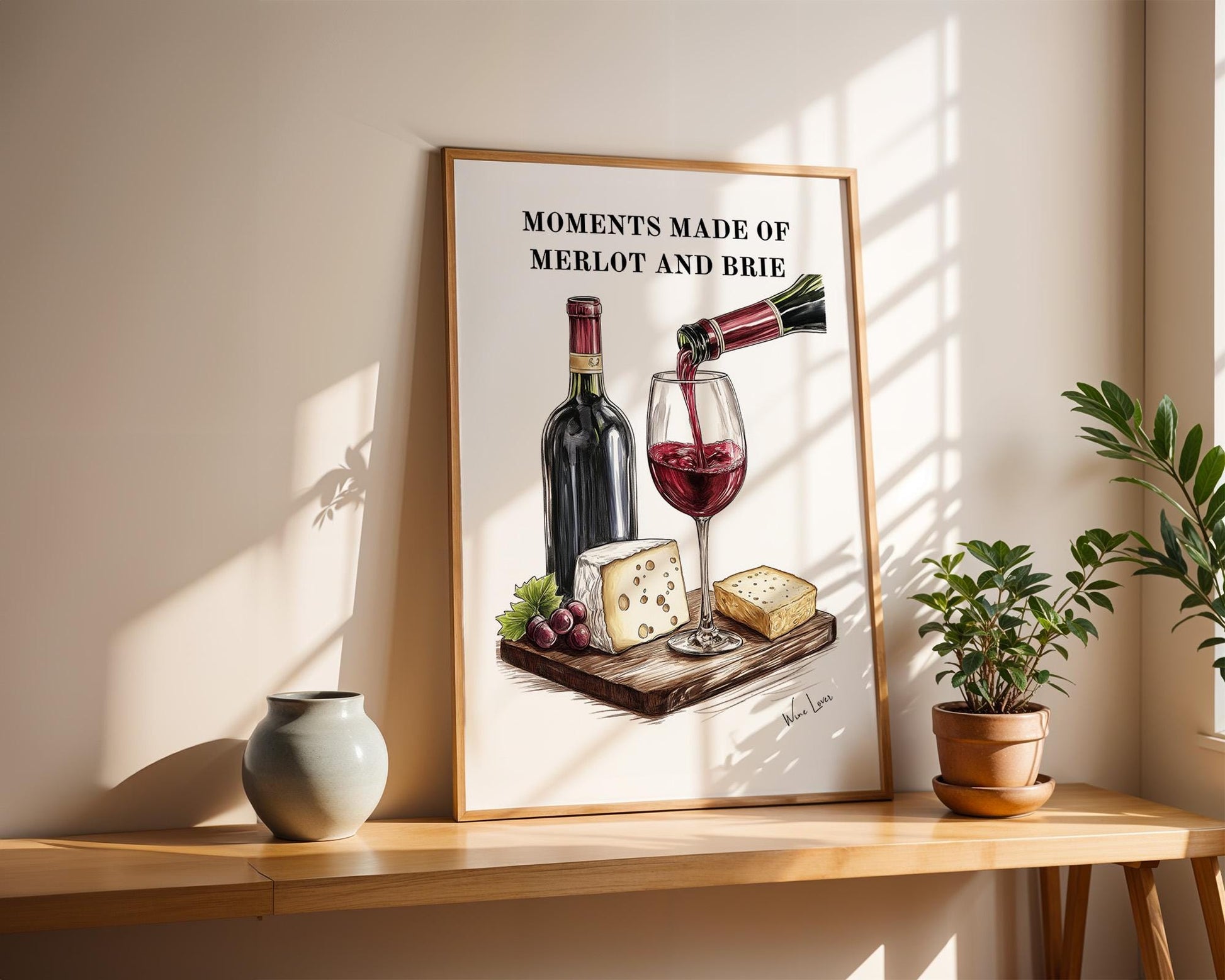 Kitchen Wall Art | Merlot and Brie Art