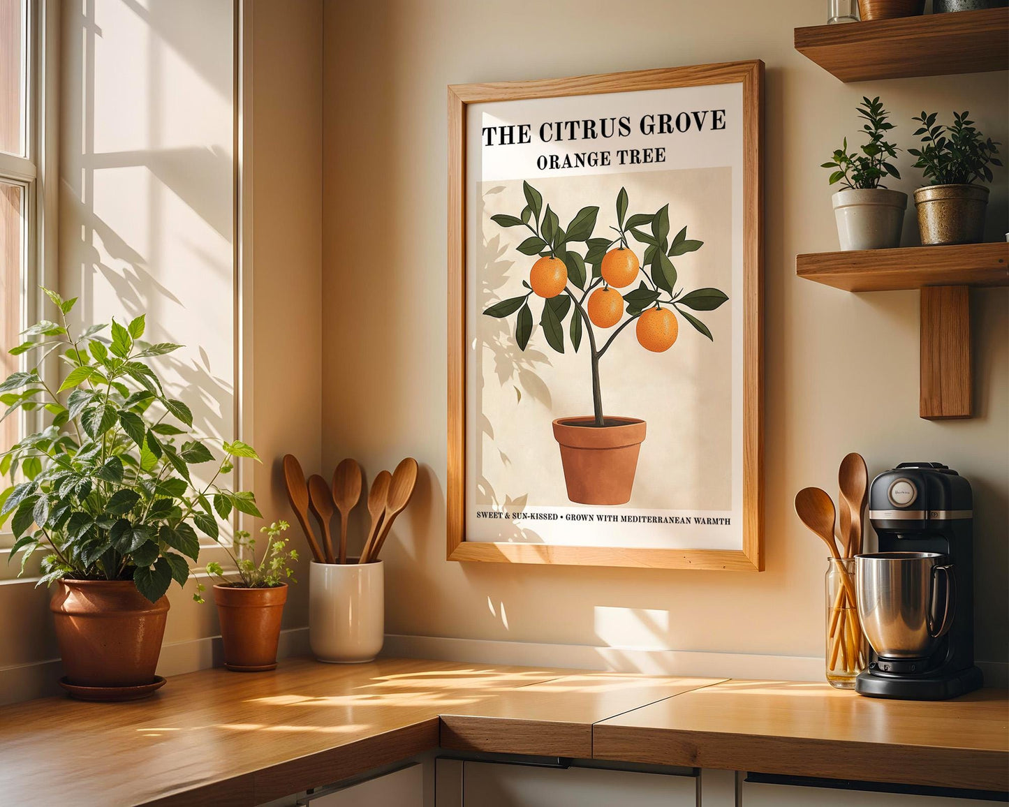 Kitchen Wall Art | Mediterranean Orange Fruit Poster