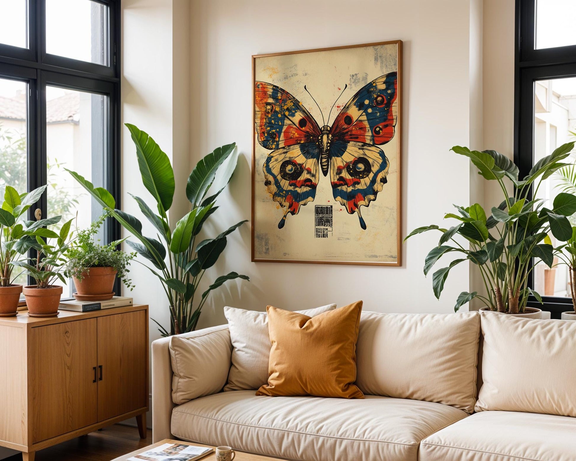 Japanese Wall Art | Vintage Japanese Butterfly Art