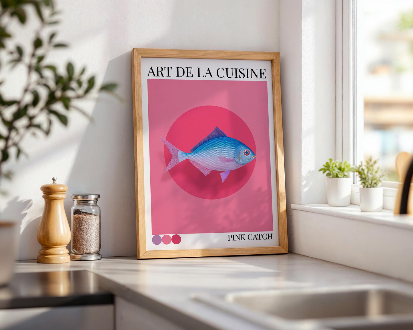 Kitchen Wall Art | Pink Fish Poster