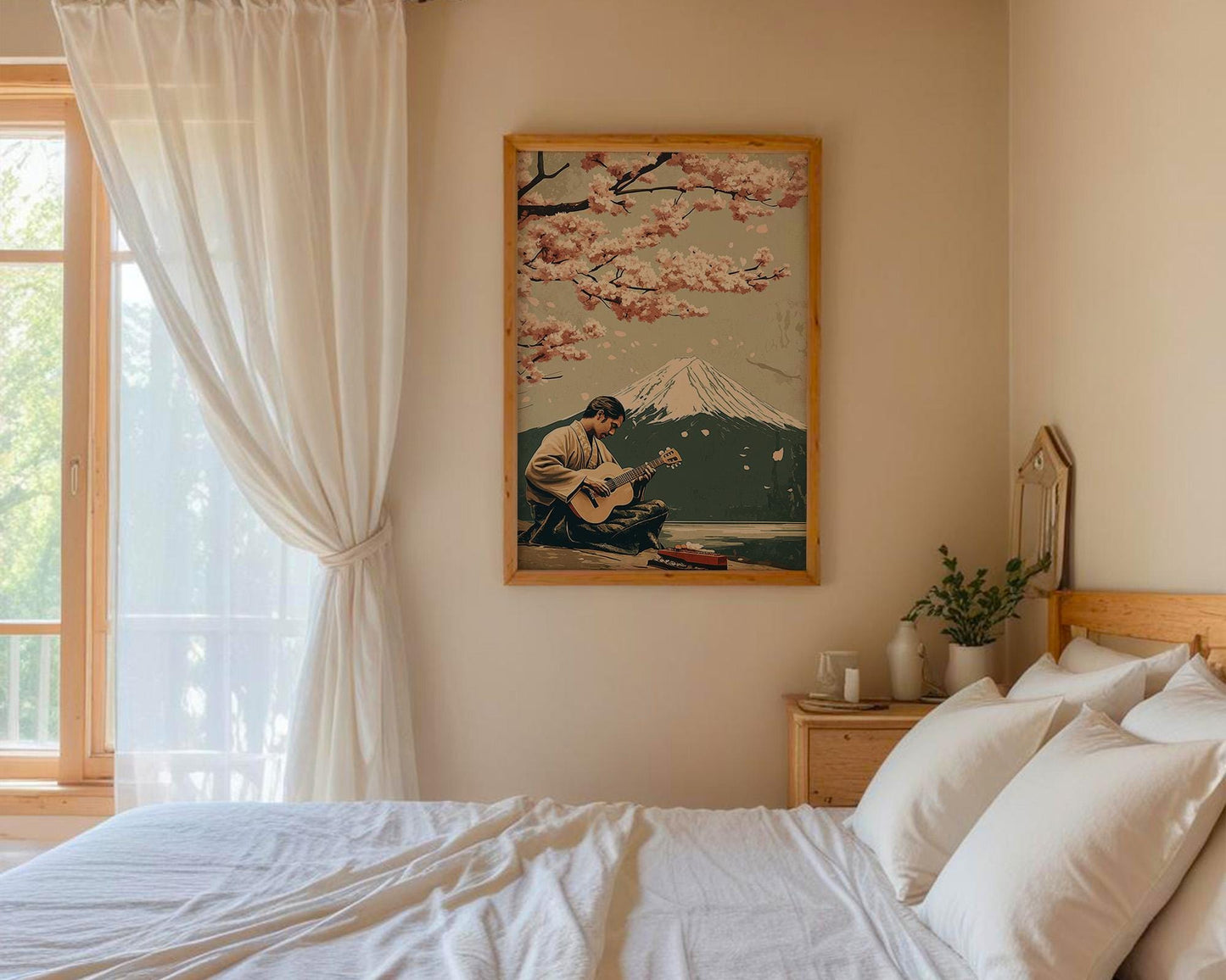 Japanese Wall Art Print | Cherry Blossom Art & Mount Fuji Poster