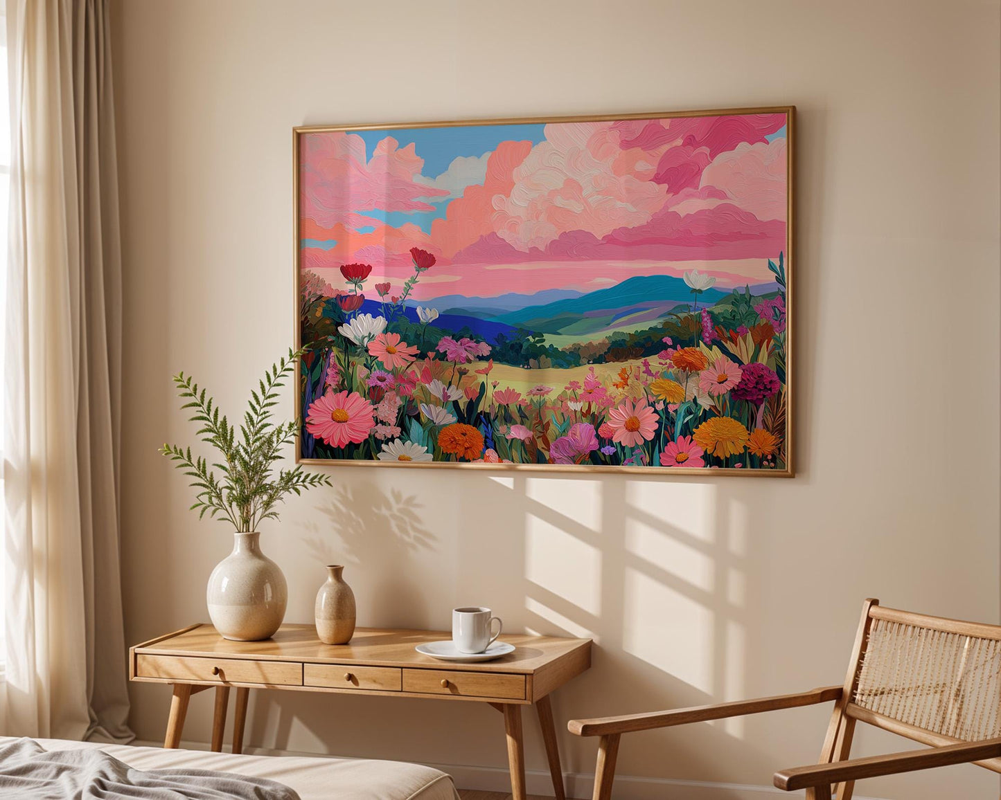 Kitchen Wall Art | Pink Maximalist Floral Print