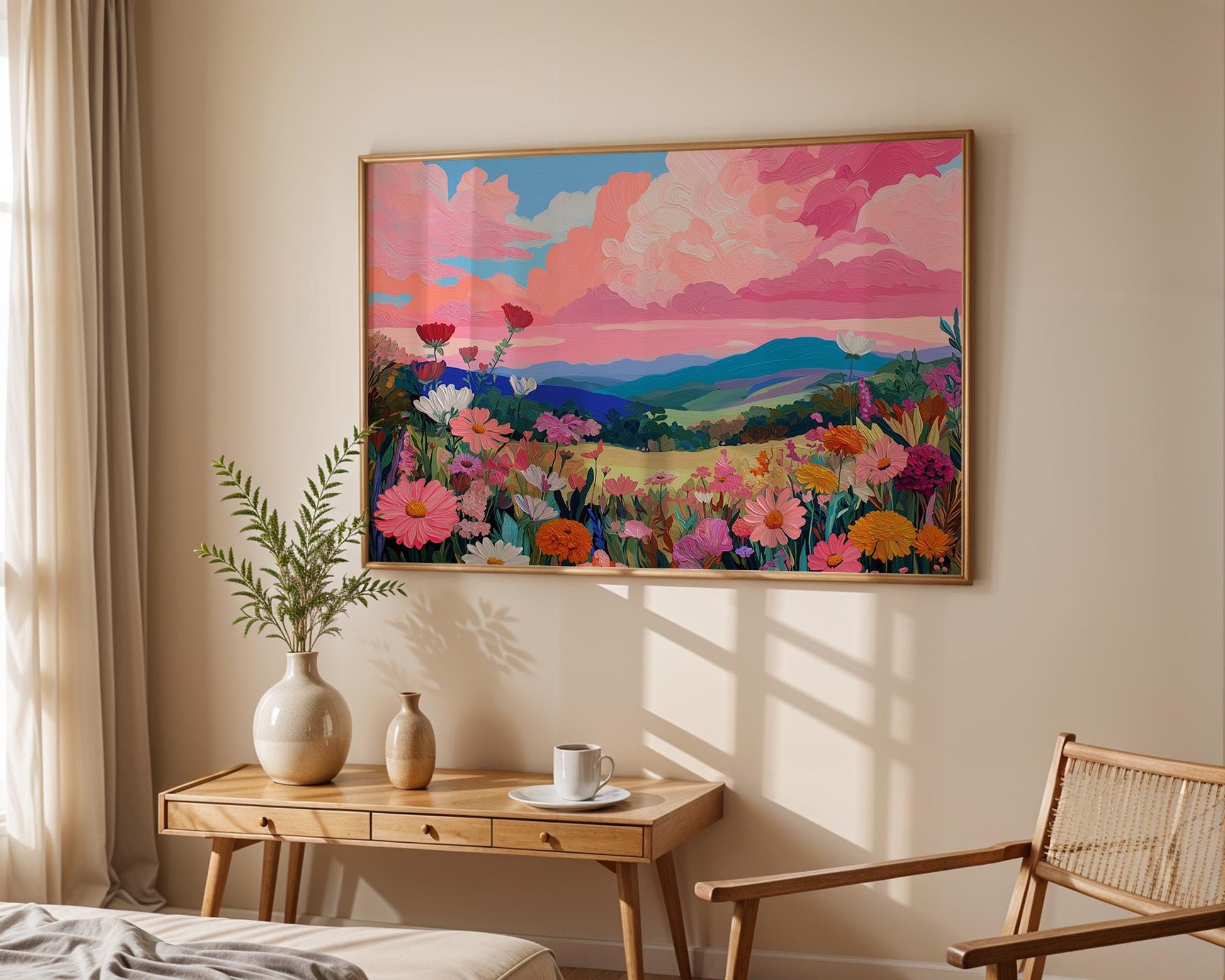 Kitchen Wall Art | Pink Maximalist Floral Print
