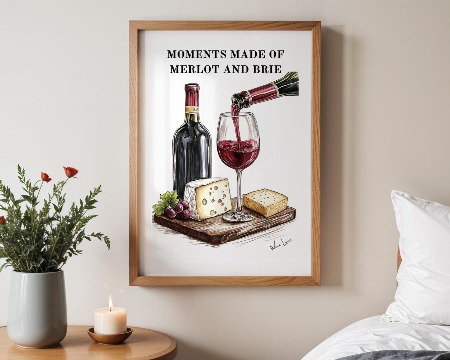 Kitchen Wall Art | Merlot and Brie Art