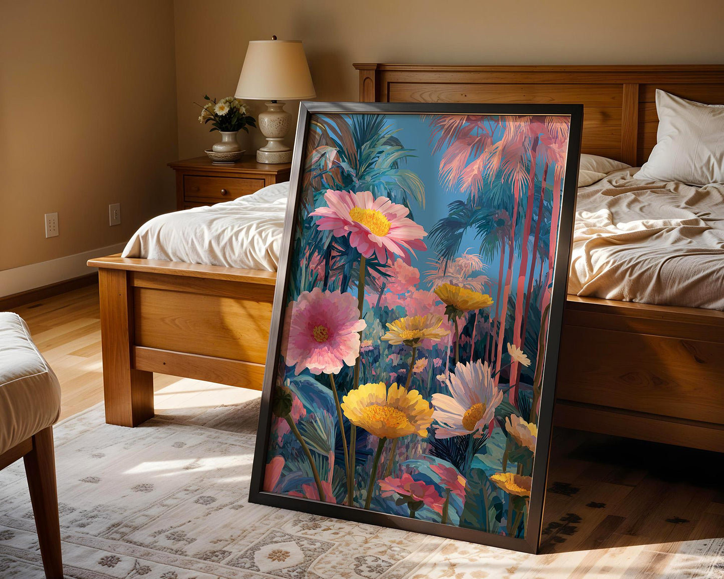 Maximalist Floral Wall Art | Vibrant Abstract Desert Oasis Print
