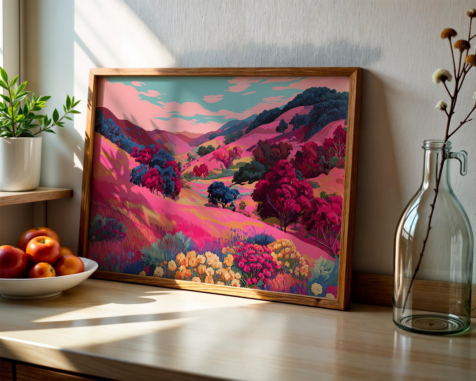 Dopamine Decor | Bold Pink Botanical Floral Abstract Print