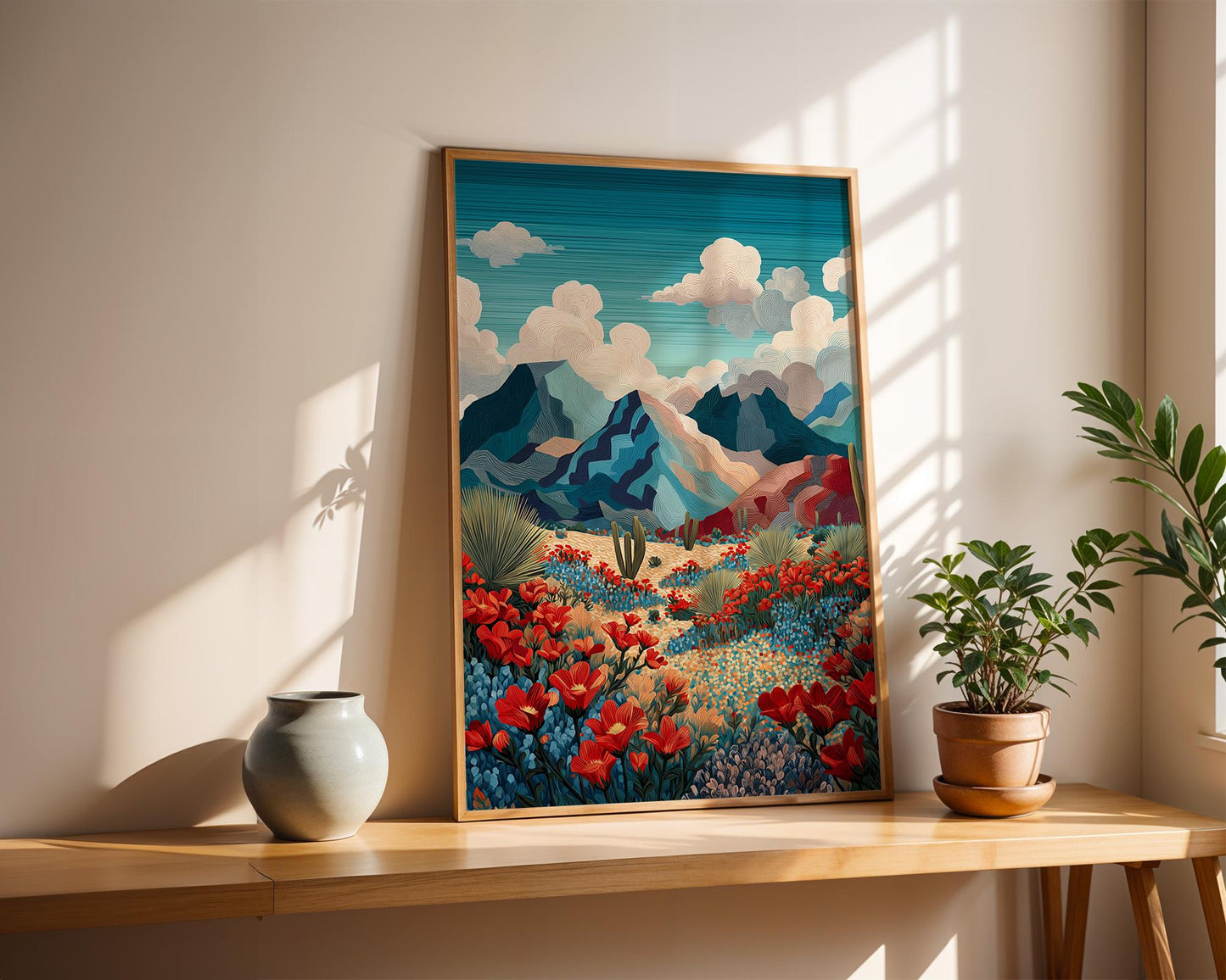 Maximalist Floral Wall Art | Bold Abstract Mountain Landscape Print