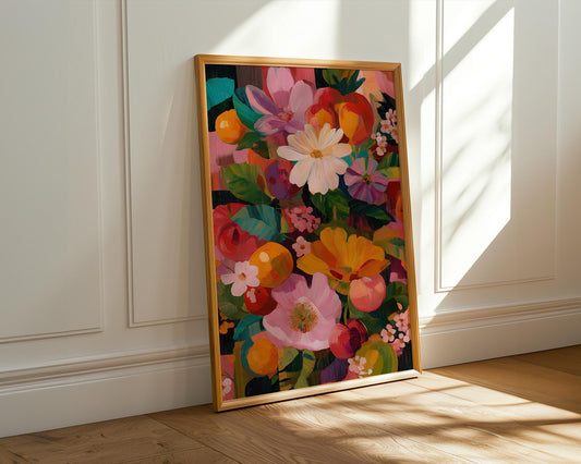 Maximalist Abstract Wall Art | Vibrant Floral Print