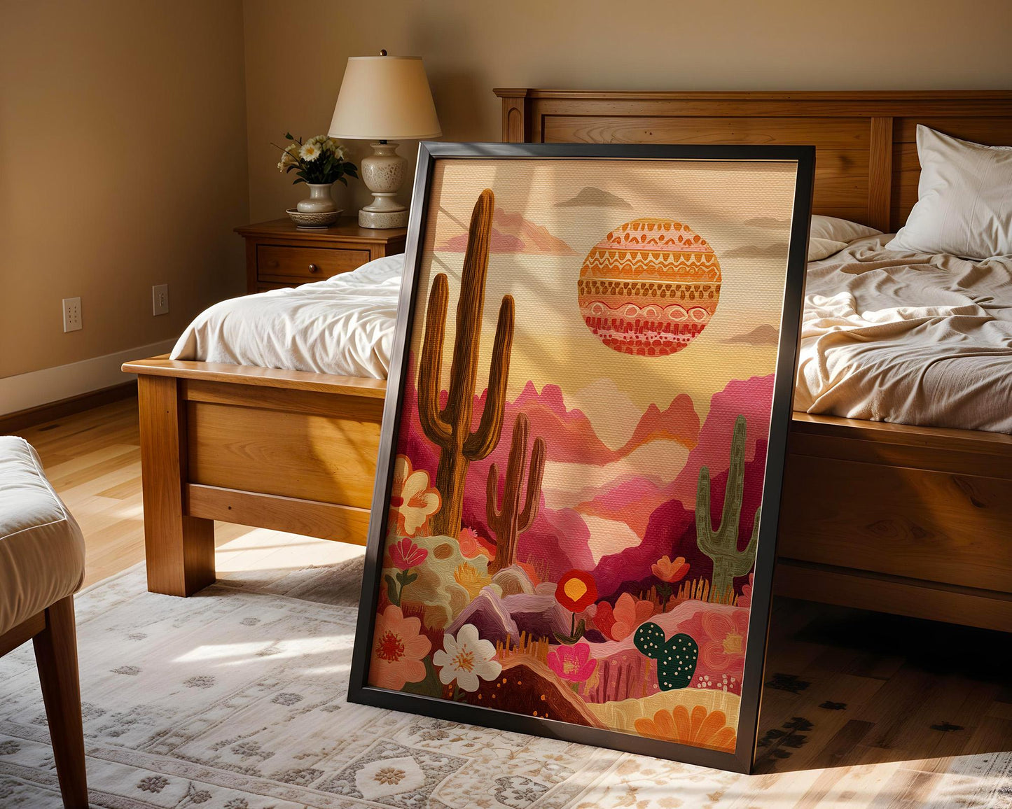 Maximalist Desert Wall Art | Abstract Retro Cactus Print
