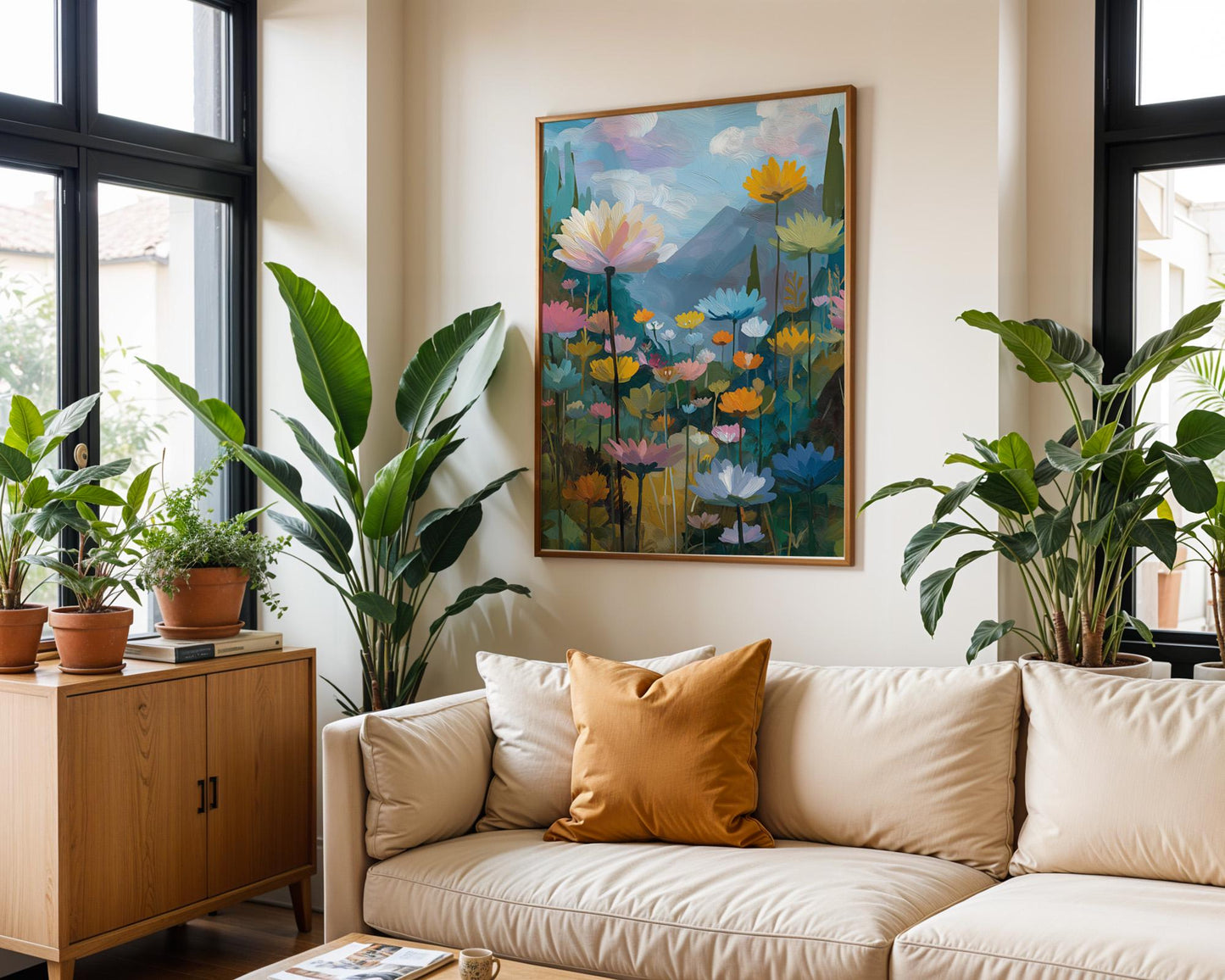 Maximalist Floral Wall Art | Abstract Boho Mountain Meadow Print
