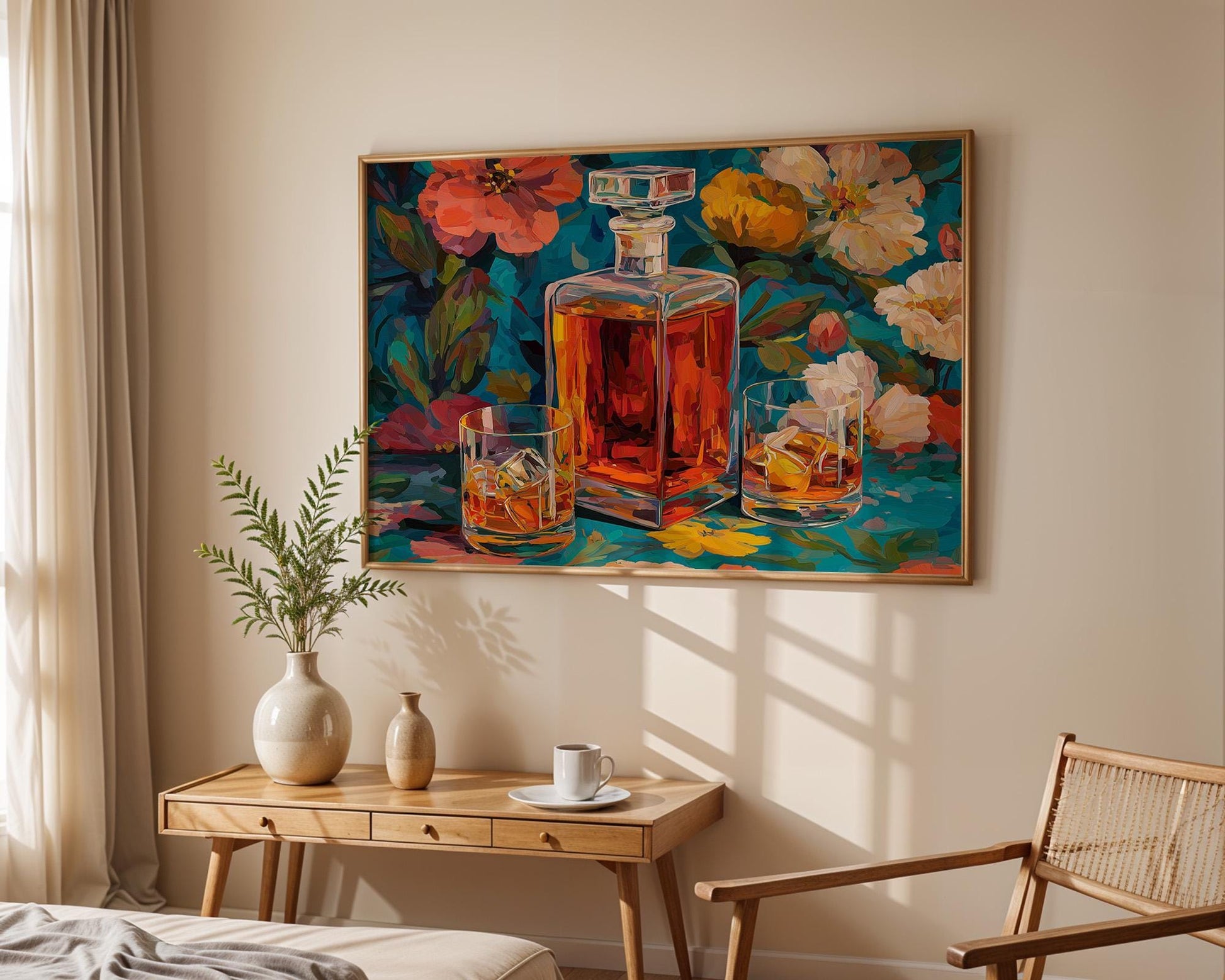 Kitchen Wall Art | Maximalist Whisky Bottle Art