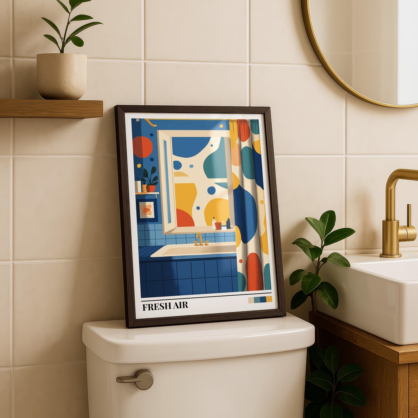 Bathroom Wall Art | Modern Abstract Bathroom Art