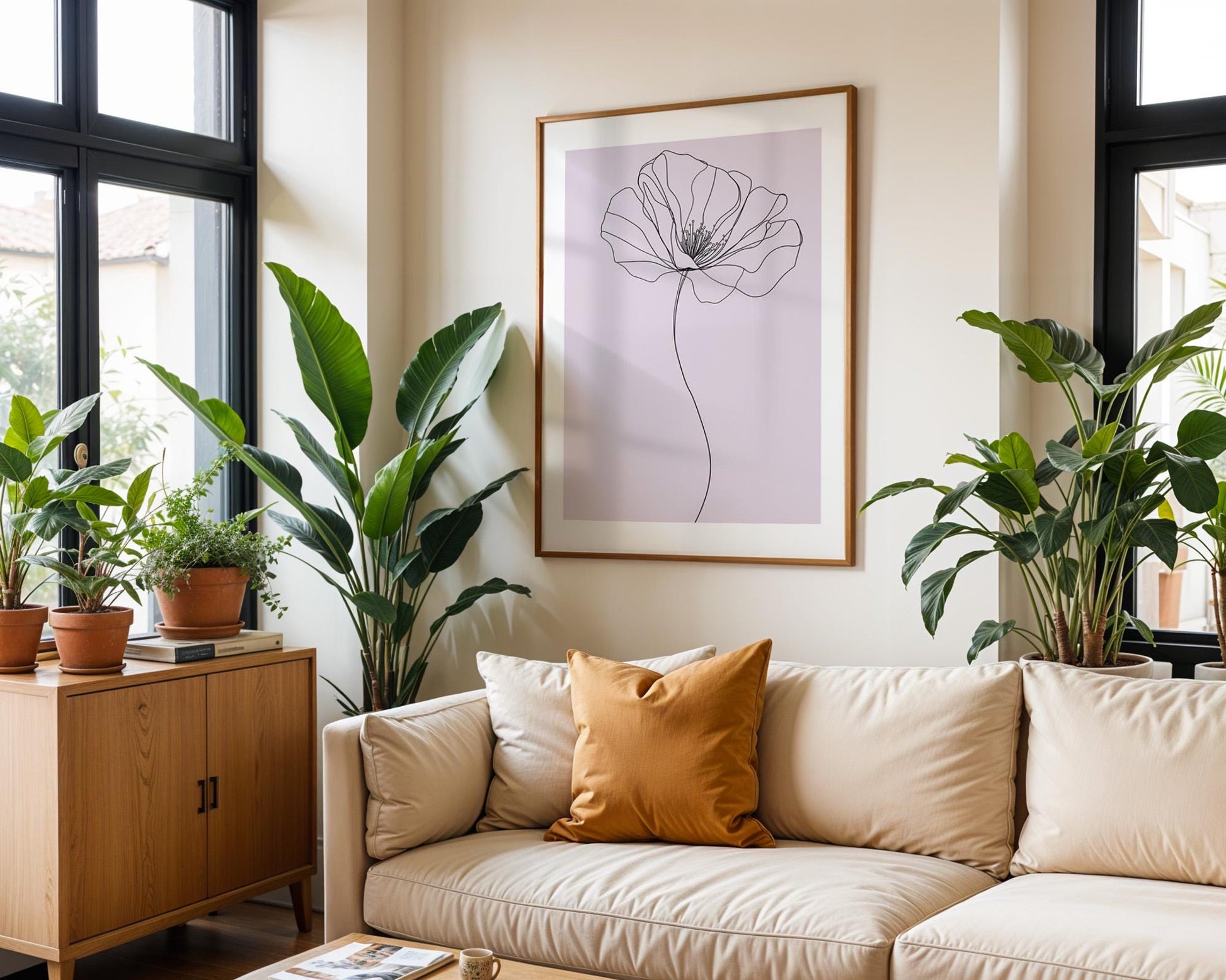 Flower Wall Decor | Poppy Line Art