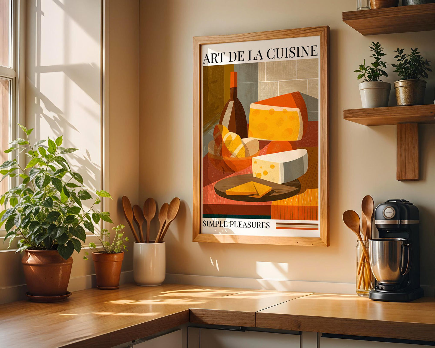 Kitchen Wall Art | Cheese and Wine Art Poster